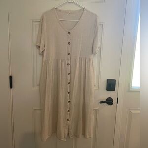 Elegant Cream Button-Down Dress